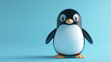 Fototapeta premium 3D render of a cute penguin on a blue background
