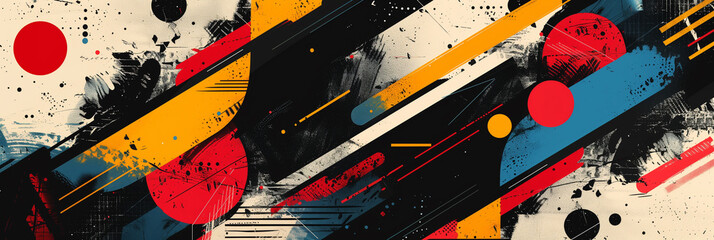 Abstract painting with geometric shapes and vibrant color