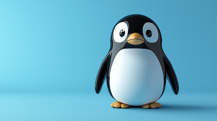 Fototapeta premium 3D render of a cute penguin on a blue background