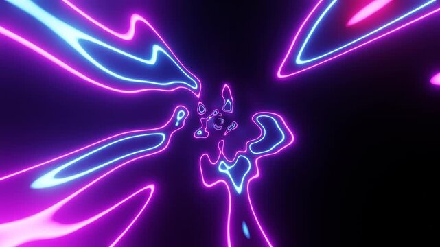 3d VJ loop neon purple-blue compilation abstract background
