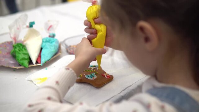 Creative Kids Having Fun Decorating Delicious Ging