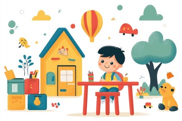 Naklejka premium back to school illustration