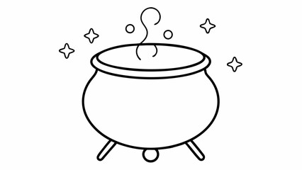 Witches pot with boiling magic poison line icon Editable Stroke stock illustration