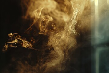 A close-up shot of smoke filling a dark room