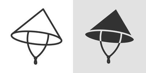 Bamboo hat icon Black line art vector logo set