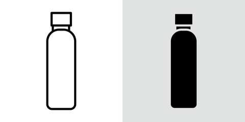 Bottle water icon Black line art vector logo set