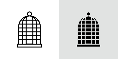 Bird cage icon Black line art vector logo set