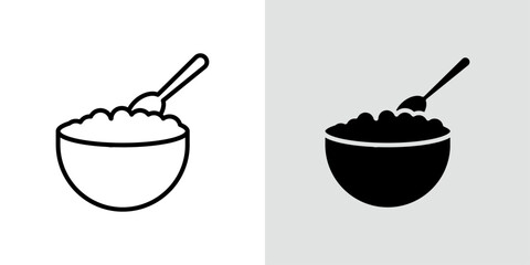 Cereal icon Black line art vector logo set