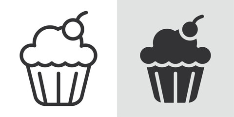 Cupcake icon Black line art vector logo set