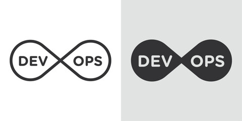 Devops icon Black line art vector logo set