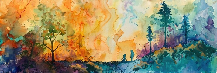 Watercolor painting for children with a range of tones