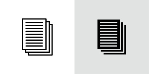 Document papers icon Black line art vector logo set