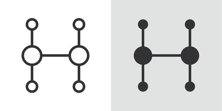 Ethylene molecule icon Black line art vector logo set