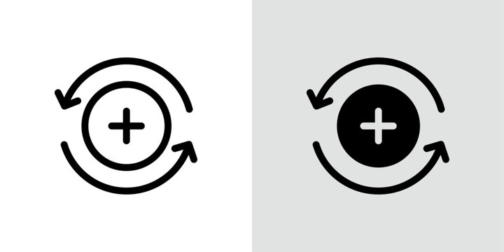 Health recovery icon Black line art vector logo set