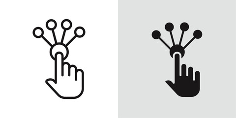 Interaction icon Black line art vector logo set