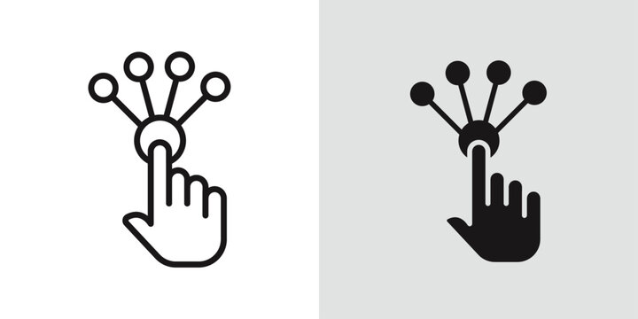 Interaction icon Black line art vector logo set
