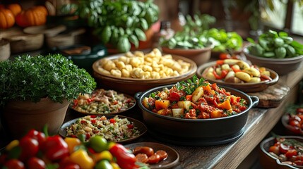 Fototapeta premium Exploring vegetarian and vegan recipes for variety