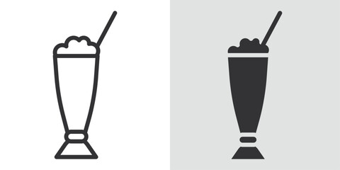 Milk shake icon Black line art vector logo set