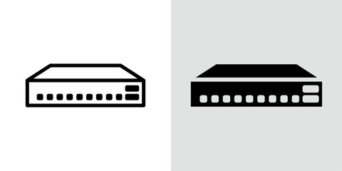 Network switch icon Black line art vector logo set
