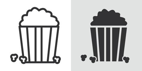 Popcorn icon Black line art vector logo set