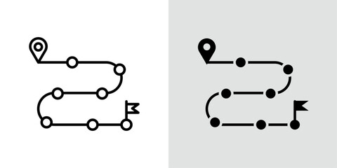 Roadmap icon Black line art vector logo set