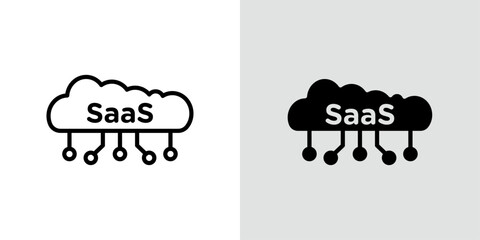 SaaS icon Black line art vector logo set
