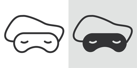 Sleeping mask icon Black line art vector logo set