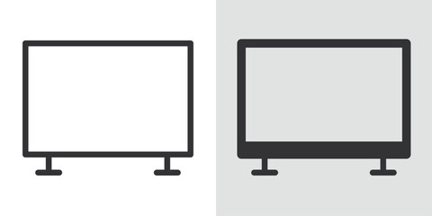 smart Television icon Black line art vector logo set