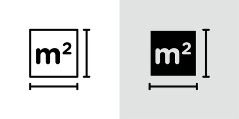 Square Meter icon Black line art vector logo set