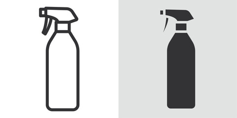 Spray bottle icon Black line art vector logo set