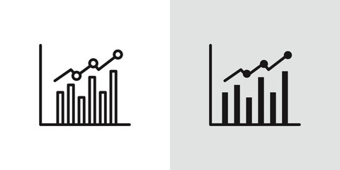 Statistics icon Black line art vector logo set