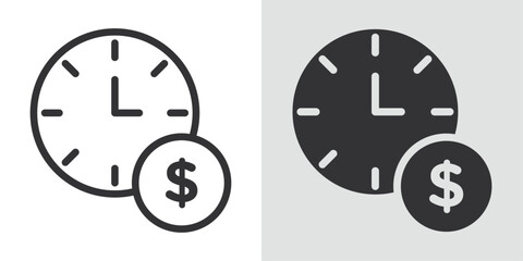 Time is money icon Black line art vector logo set