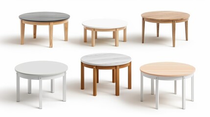 A collection of round tables with different colors and designs