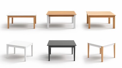 A collection of tables with different shapes and sizes