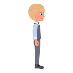 Flat  Illustration of Schoolboy Wearing School Uniform and Holding a Book. Item 1