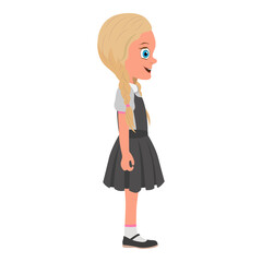 Flat  Illustration of Smiling Schoolgirl Wearing School Uniform and with Stack of Books. Item 1
