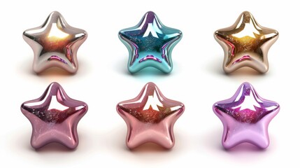 Obraz premium A set of six shiny, colorful stars