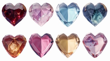 Fototapeta premium A row of colorful heart-shaped gems