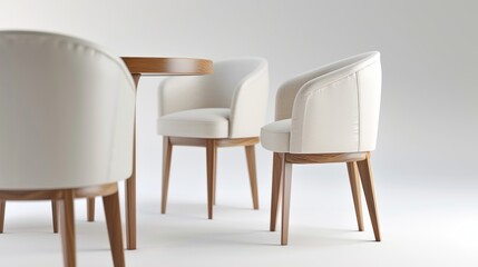 Fototapeta premium A white chair is sitting in front of a table