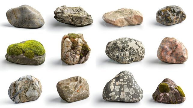 A collection of rocks with moss growing on them