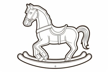 Elegant silhouette of a rocking horse in soft gray tones