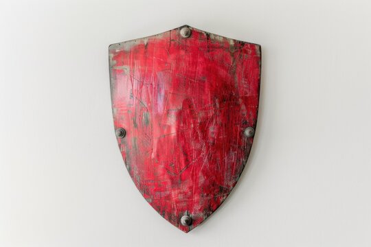 Bold depiction of a red shield symbolizing protection and strength