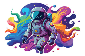 Astronaut in a Colorful Space Nebula
