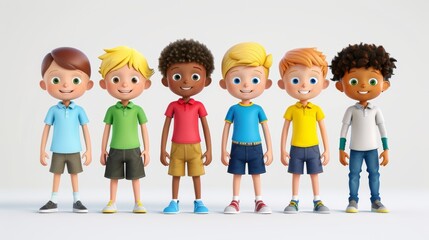 A group of children are standing in a row