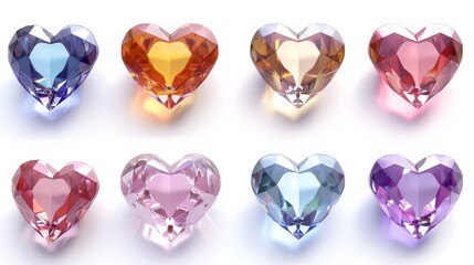 Fototapeta premium A row of colorful heart shaped gems