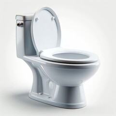 White clean ceramic toilet bowl seat side view isolated on a white background