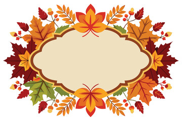 Obraz premium Autumn Leaves Frame with Beige Background