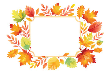 Obraz premium Watercolor Autumn Leaf Frame with Blank Space