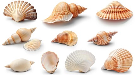 A collection of seashells with various shapes and sizes