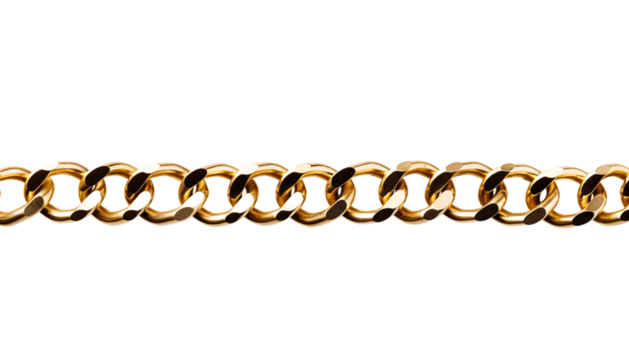 Shiny Gold Chain Isolated On Transparent Background